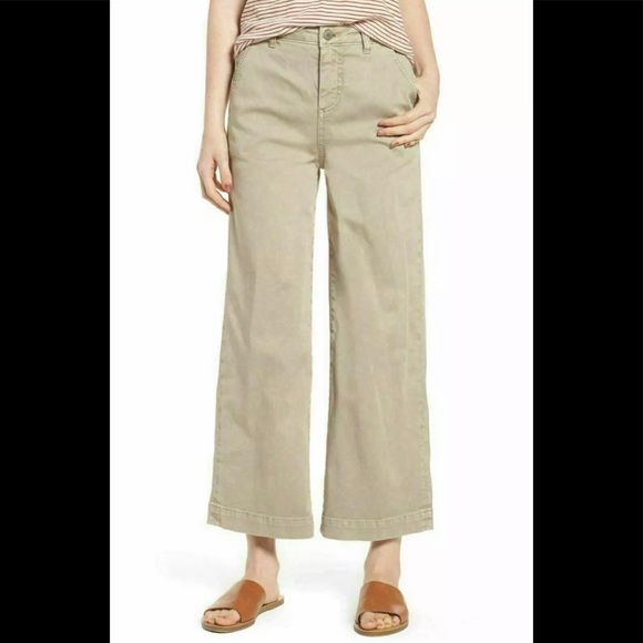 New Caslon wide leg cropped trousers pants 30 / 31 tan cobblestone - Picture 1 of 4